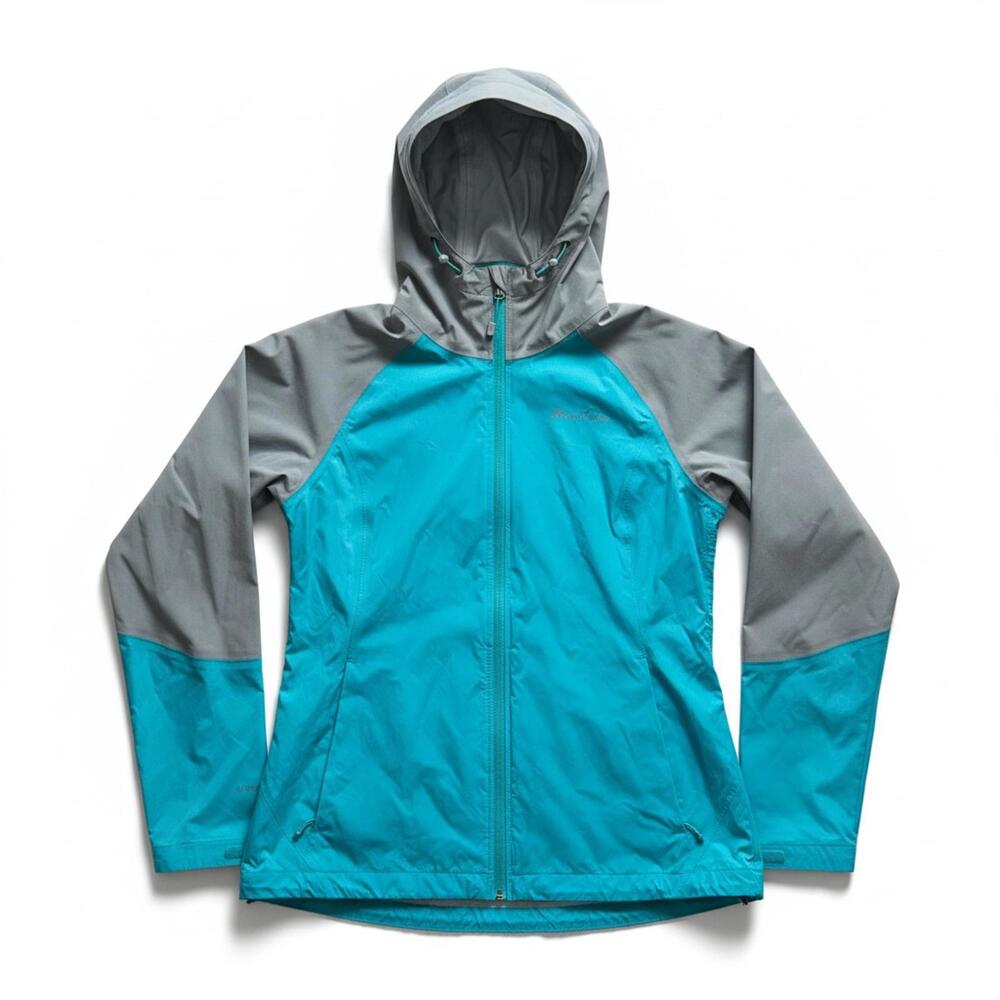 Eddie Bauer Hooded Windbreaker Rain Jacket | Pit Zips |Turquoise|Gray| Gorpcore